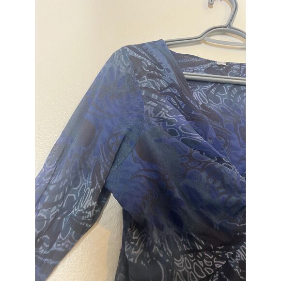 90s Y2k Mesh Dark Babydoll Top Size L Fairy Grunge Whimsigoth Sheer Goblincore - Picture 2 of 9